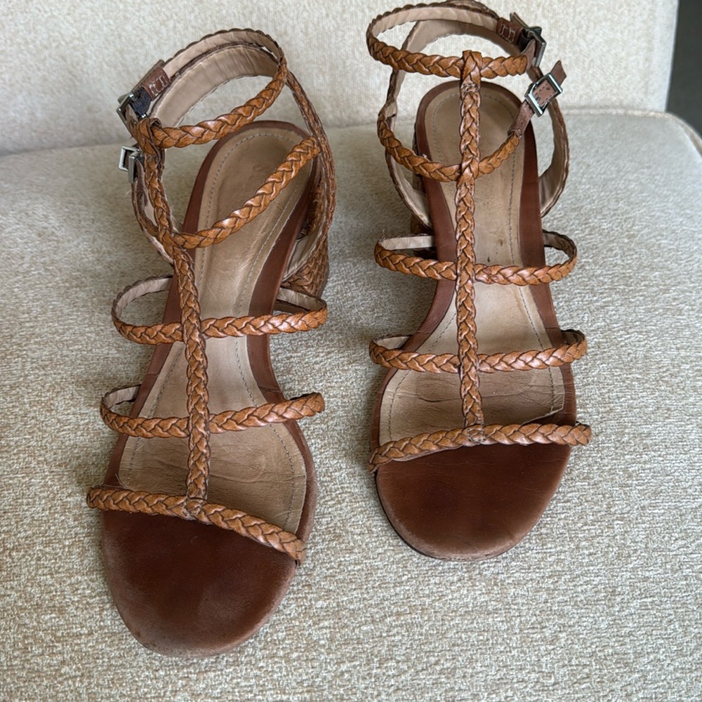Carmel sandals with braided heel and accents